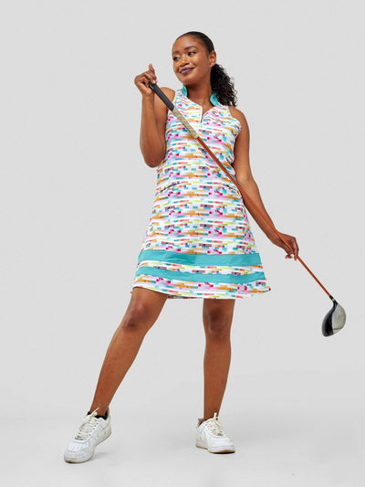 Authentic Golf Dress - Multicolored/ Teal Print - Shopzetu