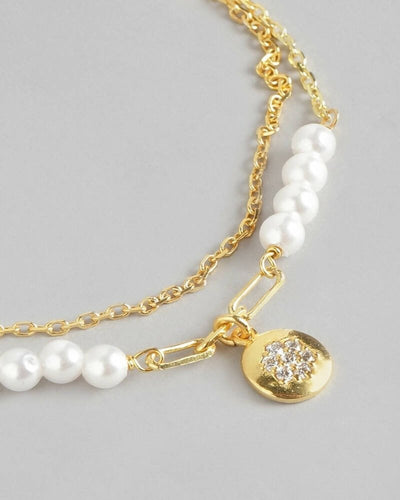 Slaks World Fashion Pearl Beads Multistrand Bracelet - White - Shopzetu