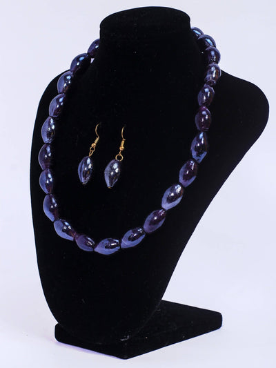 Klewisia Closet Shiny Pearls Necklace Jewellery - Purple - Shopzetu