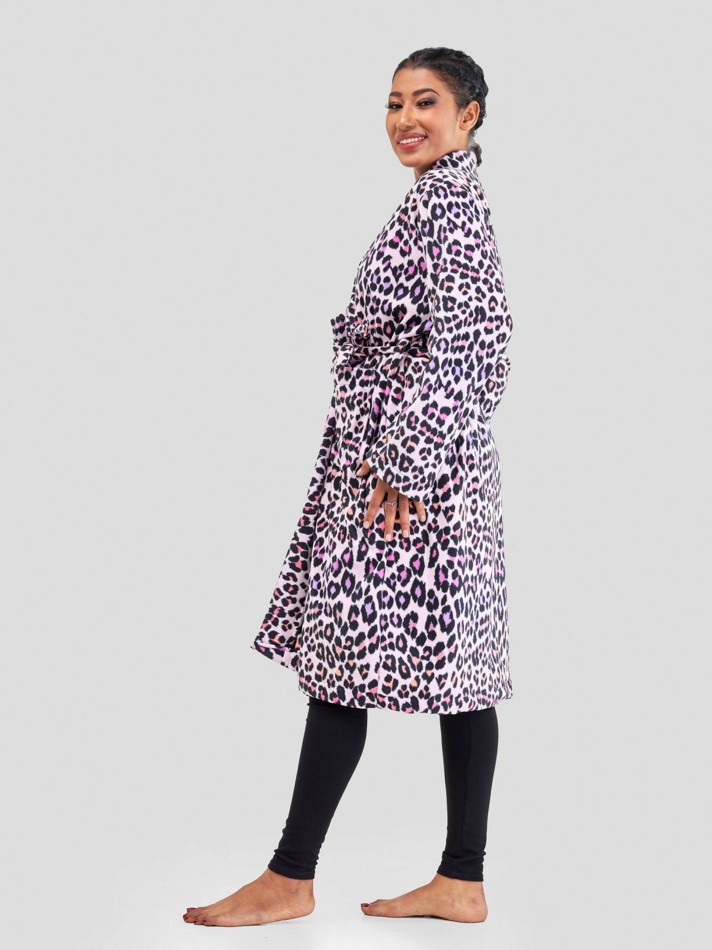 Dewuor Animal Print House Gown - Pink - Shopzetu