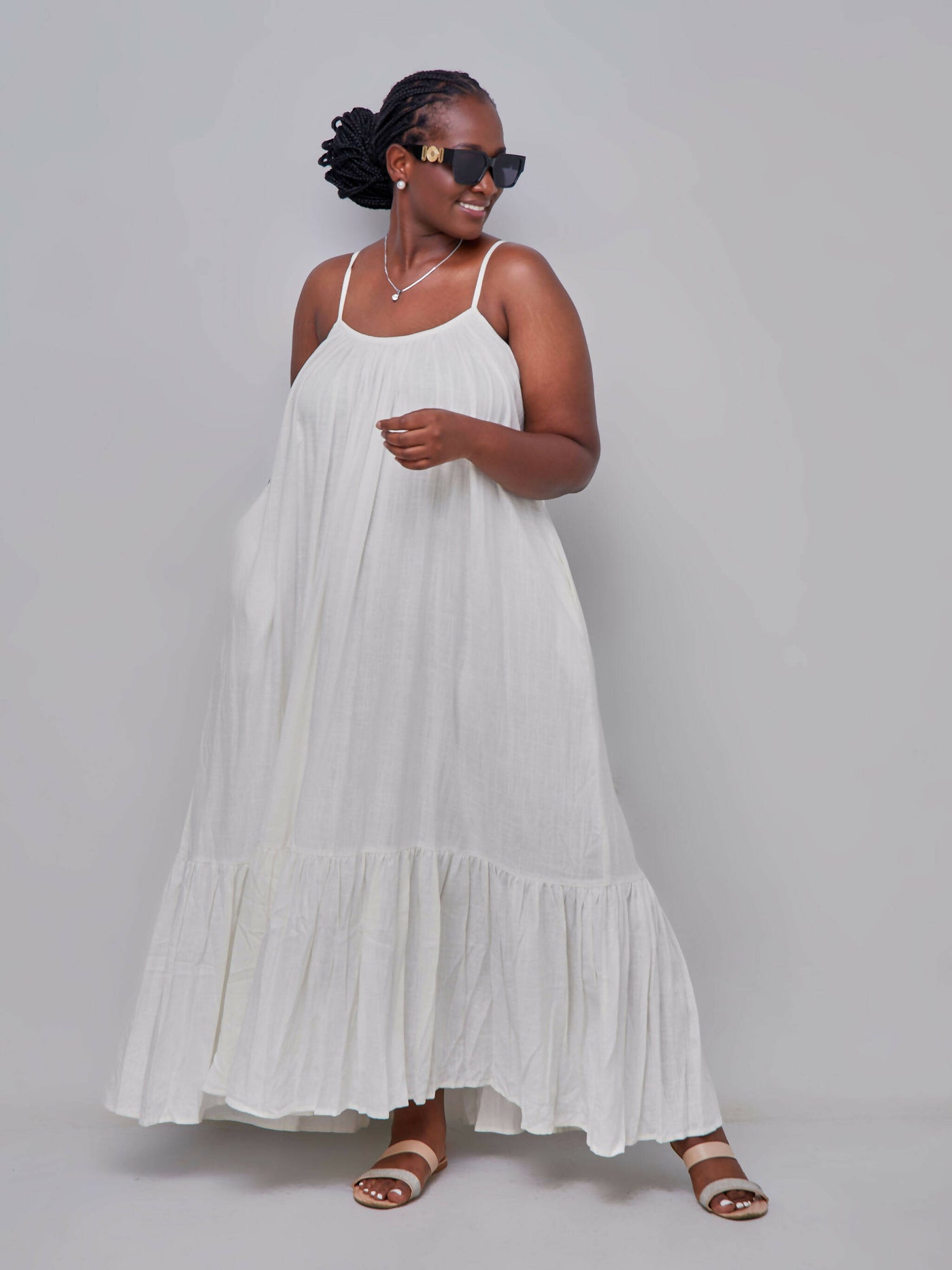 Fauza Design Asili Linen Maxi Dress - White