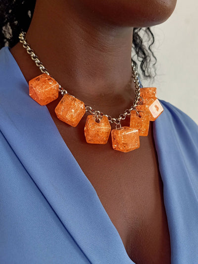 Xara Gems Dance Necklace - Orange - Shopzetu