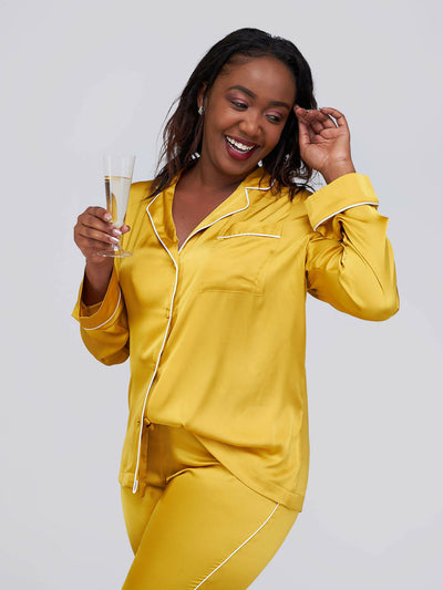 Fauza Design Silk Lounge Pant Sets - Yellow