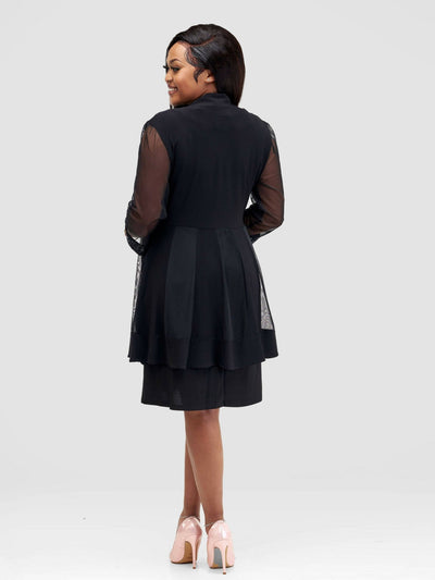 Twilight Collections Knee Length Dress & Jacket Set - Black - Shopzetu