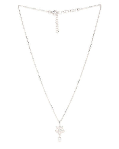 Slaks World Fashion Rhodium-Plated Beaded Necklace - Silver