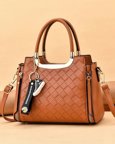 Slaks World Fashion Textured Office Handbag - Brown - Shopzetu