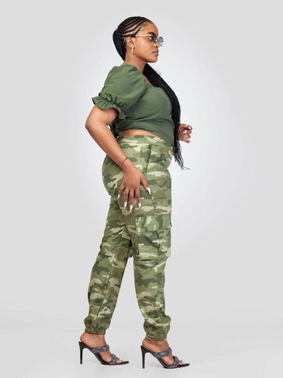 Beqss Combat Trousers - Green - Shopzetu