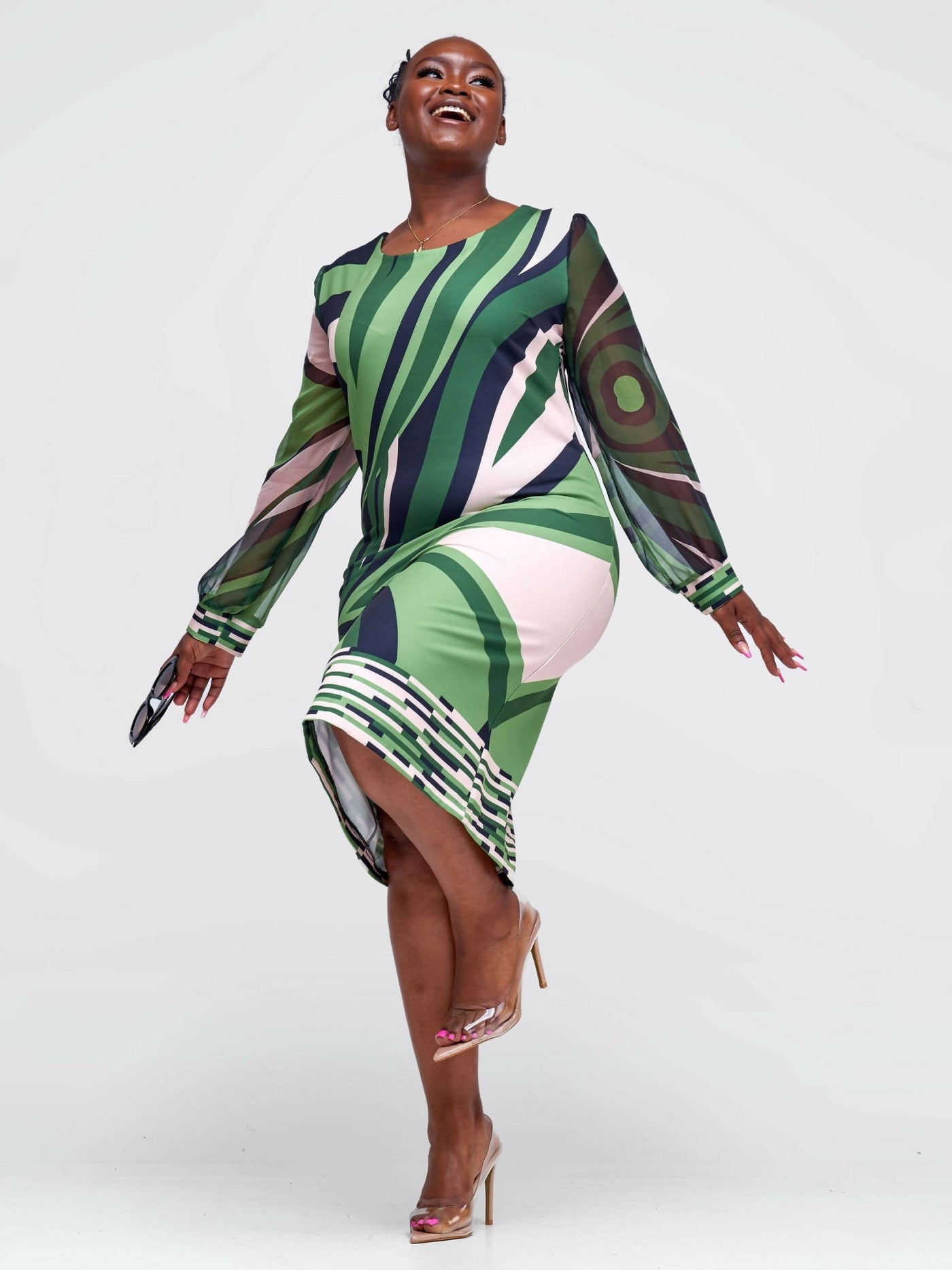 The Fashion Frenzy Printed Shift Dress - Green - Shopzetu