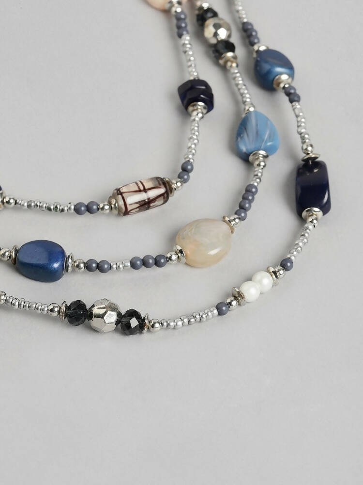 Slaks World Fashion Stone and Silver Necklace - Multicolor - Shopzetu