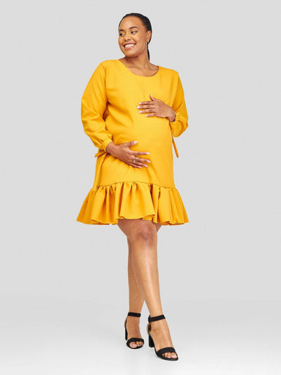 Vintlyne Shira Shift Dress - Mustard - Shopzetu