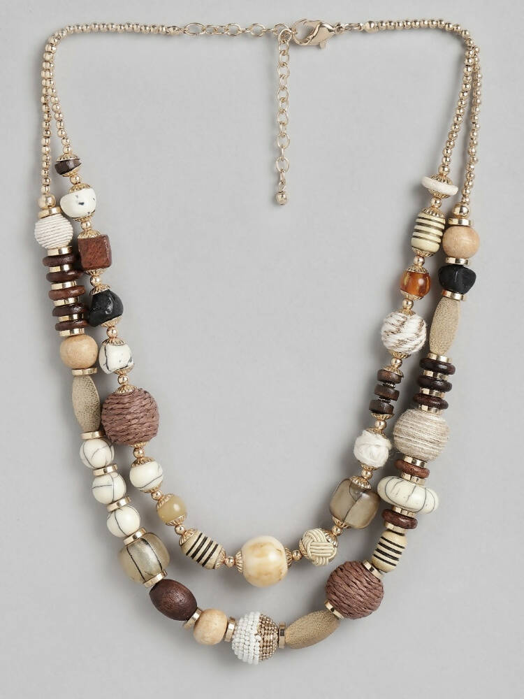 Slaks World Fashion Beads and stone 2 layer Necklace - Multicolor - Shopzetu