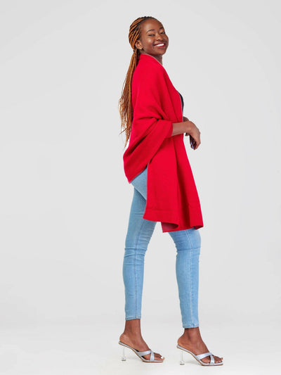 Anel's Knitwear Sassy Shawl - Dark Red - Shopzetu