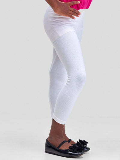 Inken Solid Girls Full Length Legging - White - Shopzetu