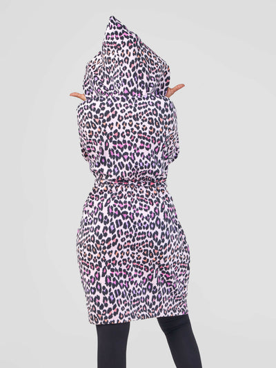 Dewuor Hooded Animal Print House Gown - Pink