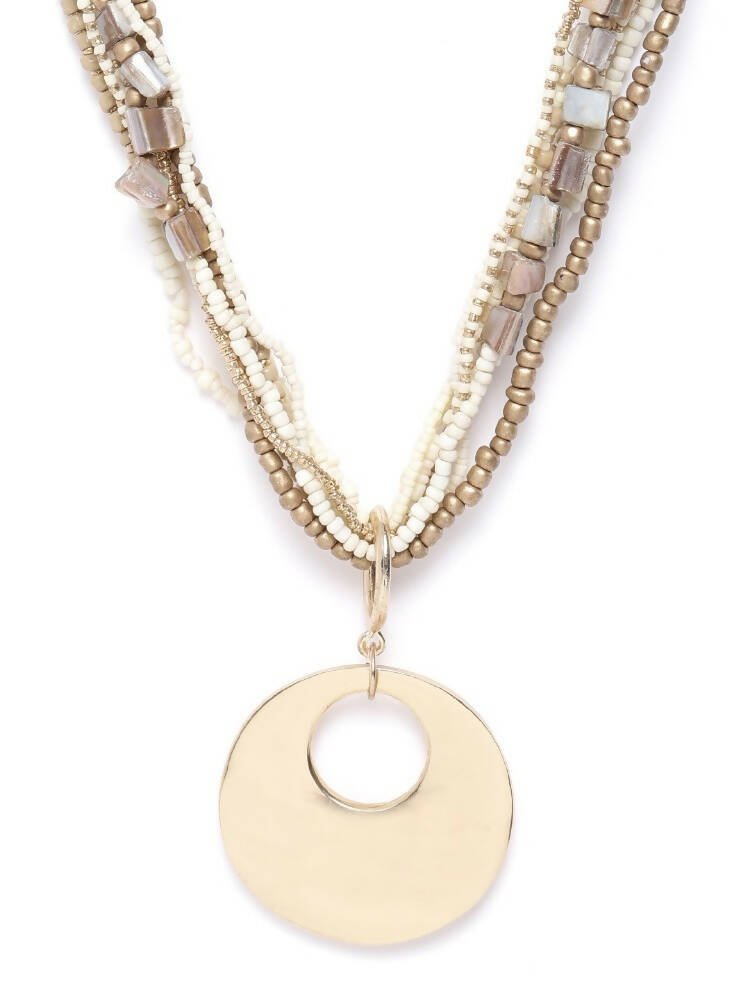 Slaks World Fashion Antique layered necklace - Gold & Cream - Shopzetu