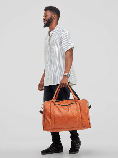 Kay Designs Leather Travel Bag - Brown - Shopzetu
