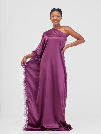 African Yuva Rich Auntie Kaftan Dress - Purple - Shopzetu