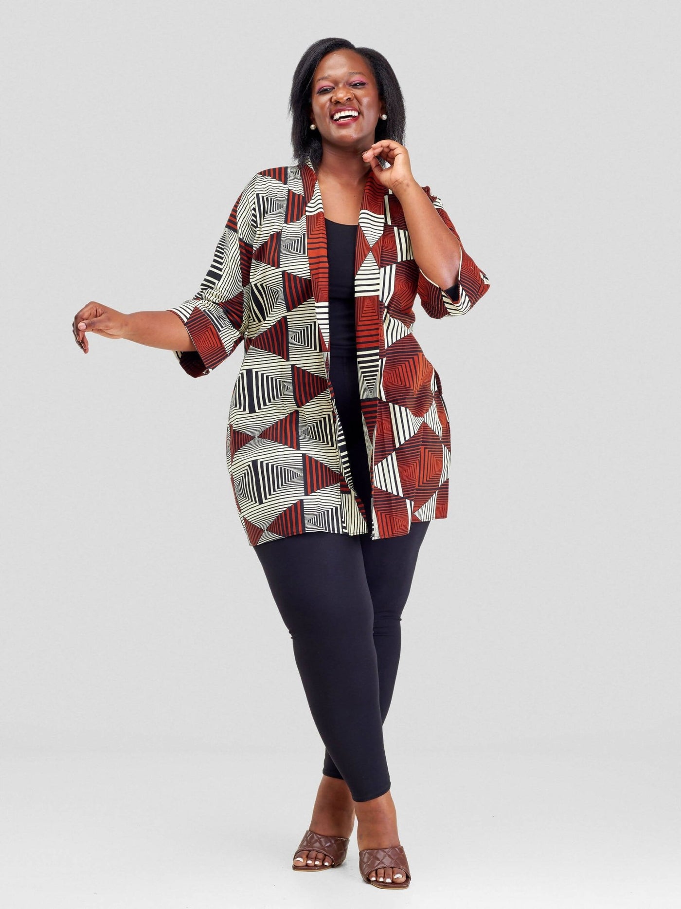 Hando Afrikan Designs Rongo Kimono - Brown - Shopzetu