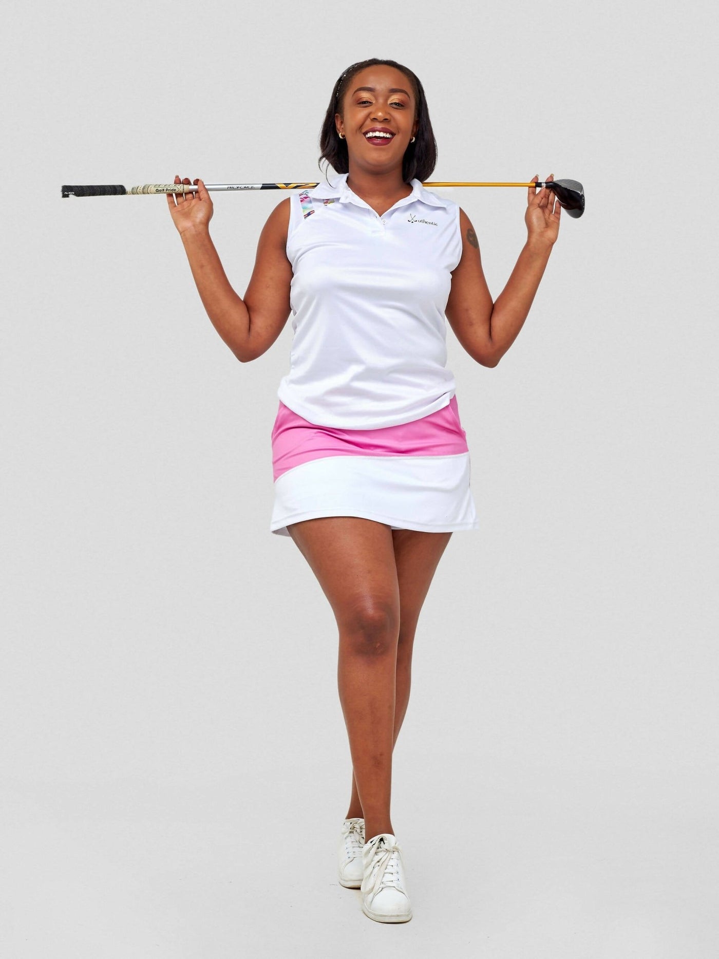 Authentic Golf Furaha Collection Skort Set - White / Pink - Shopzetu