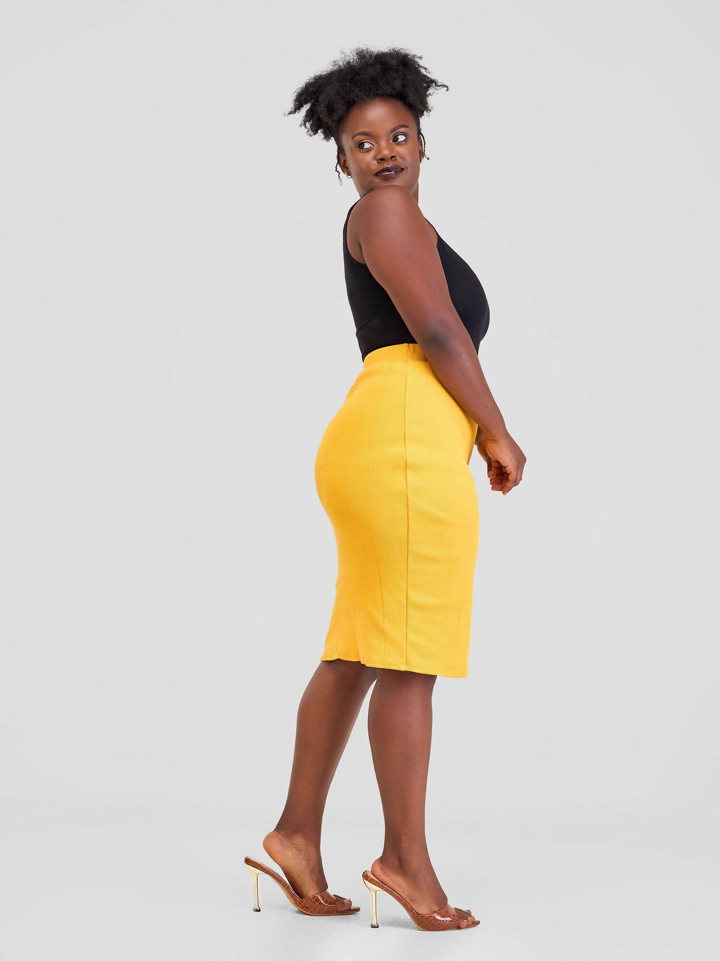 Timyt Urban Wear Golden Glow Office Skirt - Yellow