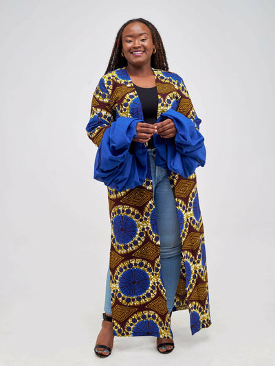 Vazi Afriq Ankara Chiffon Kimono - Blue Print - Shopzetu