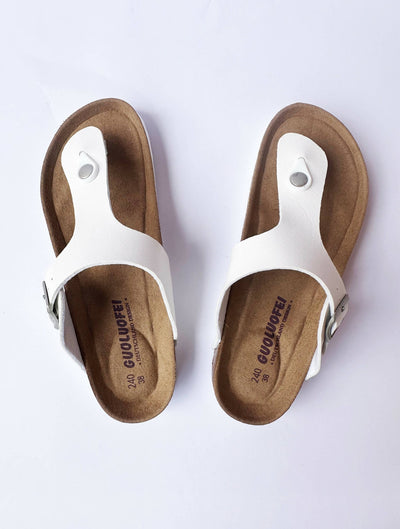 Foot Tadaah Comfortable & Quality Cork Sandals - White - Shopzetu