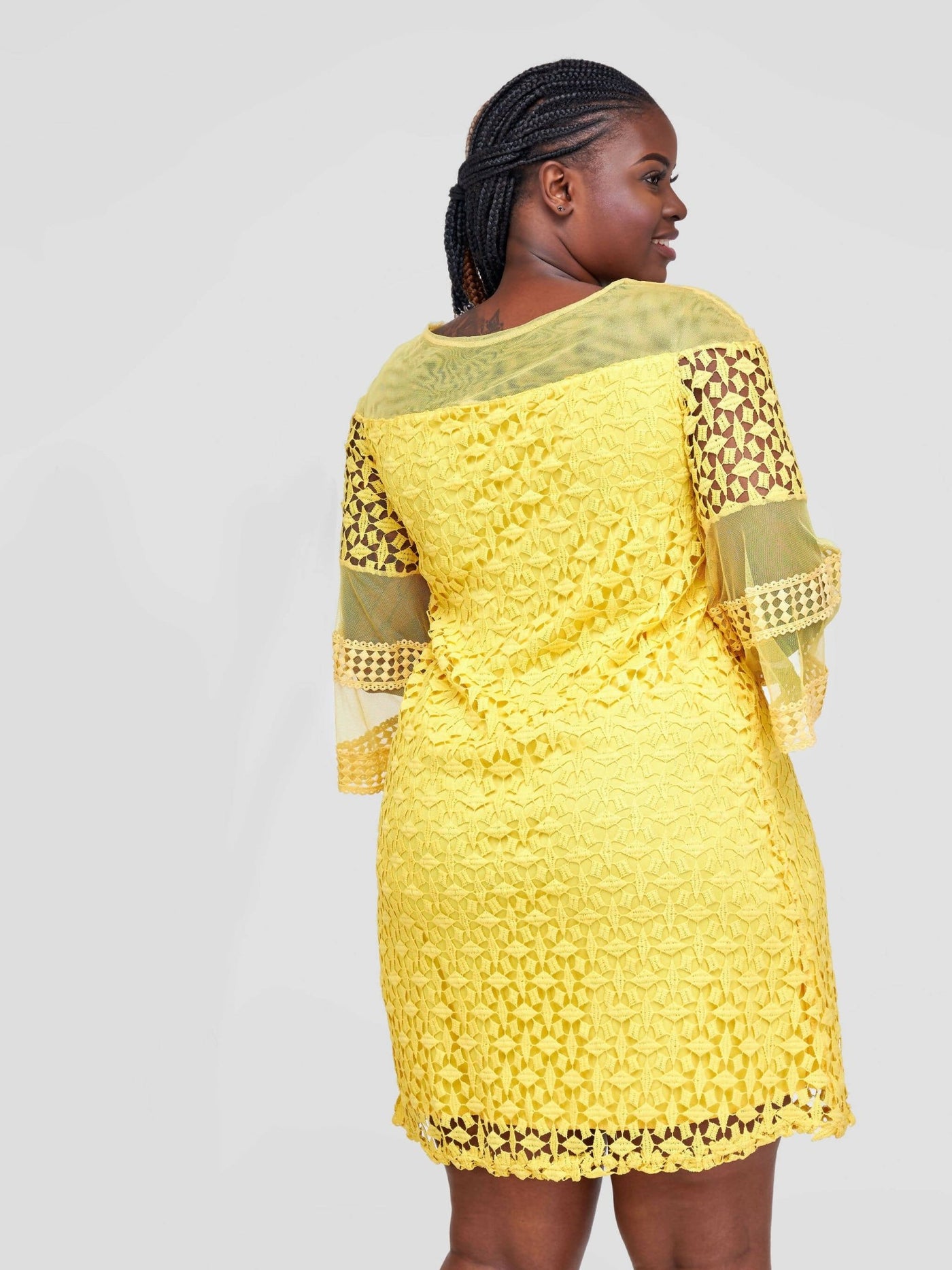 Twilight Collections Knee Length Dresses Lace Tent Dress - Yellow - Shopzetu