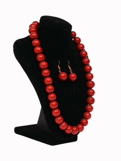 Klewisia Closet Shell Pearls Necklace Jewellery - Red - Shopzetu