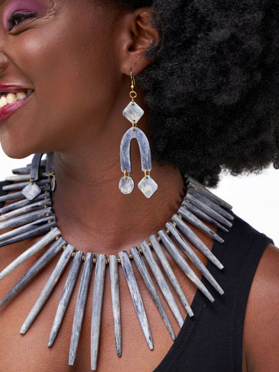 Kijivu Creatives Dangle Earrings - Grey - Shopzetu