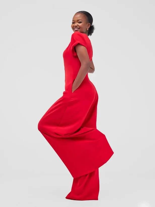 African Yuva Cham Jumpsuit - Red - Shopzetu