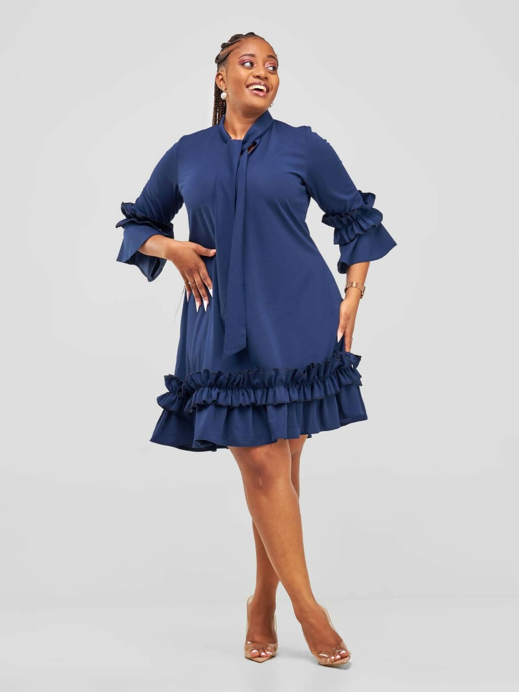 Jolly Fancy Wear Lulu Shift Dress - Navy Blue - Shopzetu