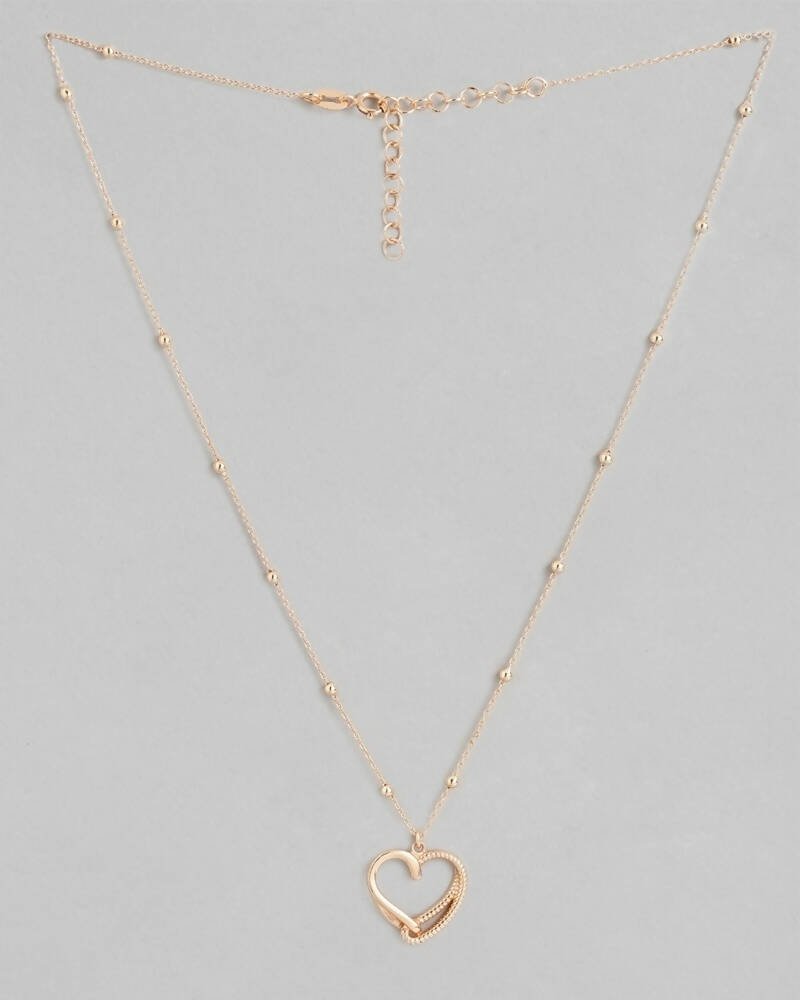 Slaks World Fashion Rose Heart Textured Link Chain - Rose Gold - Shopzetu