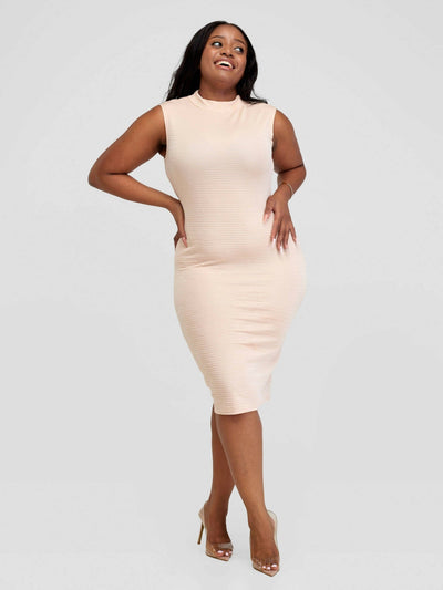 Lizola Nyambura Bodycon Dress - Beige - Shopzetu