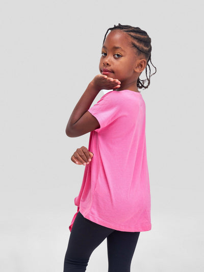 Inken Solid 2 Tie Short Sleeve T-shirt - Pink - Shopzetu