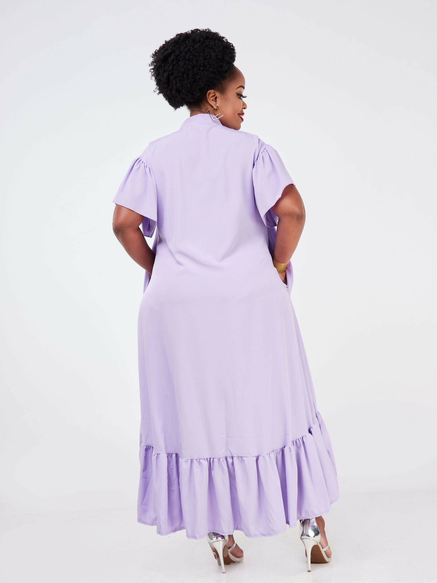 Dd Holdings Maly Frill Arm High Low Dress - Purple
