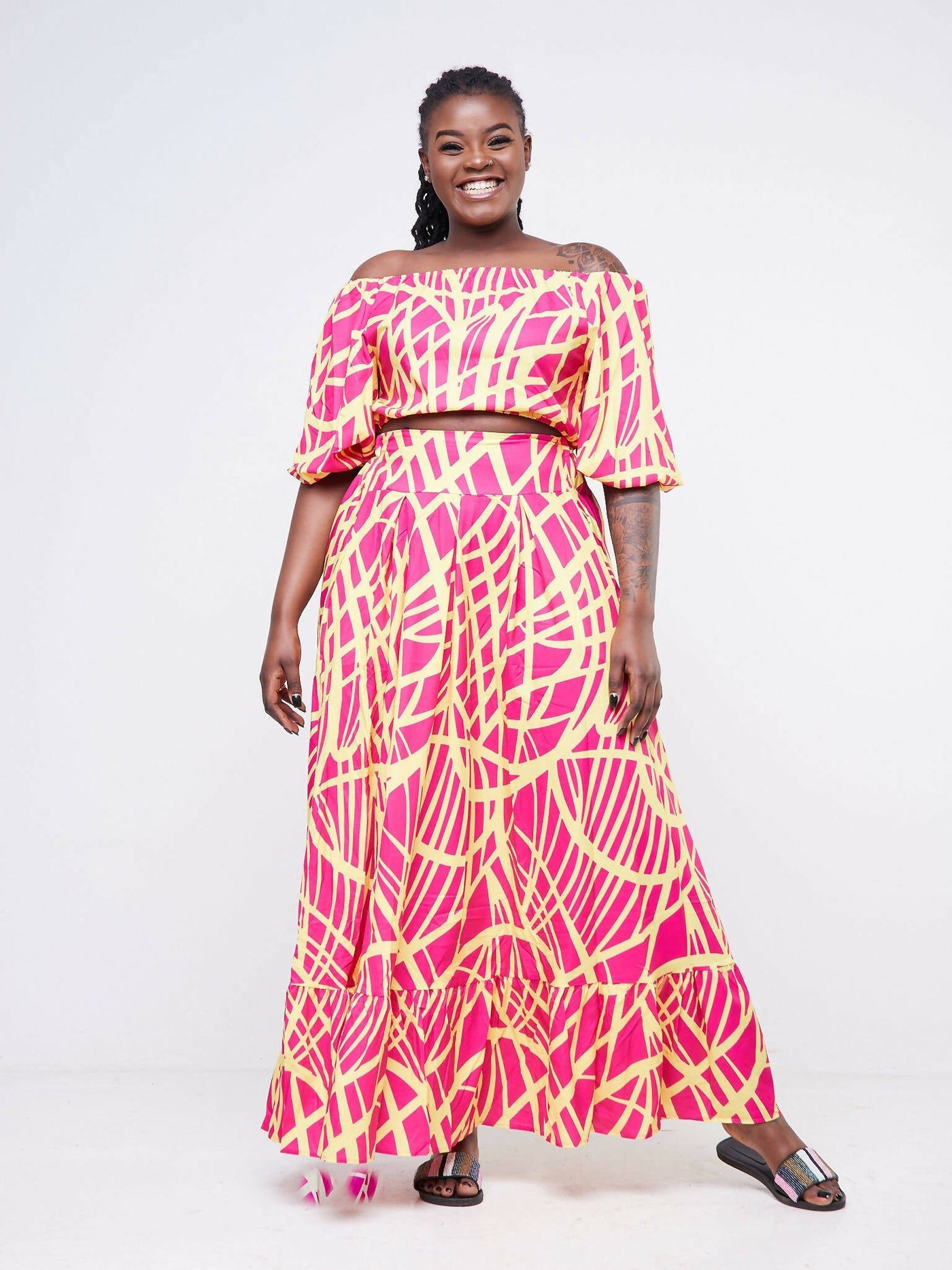 Dd Holdings Aziza Classic Fashion Skirt Set - Pink - Shopzetu