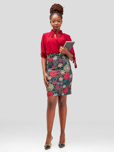 Immaculate Chic Floral Dress - Red - Shopzetu