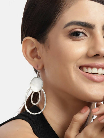 Slaks World Fashion Geometric Drop Earrings - Silver - Shopzetu