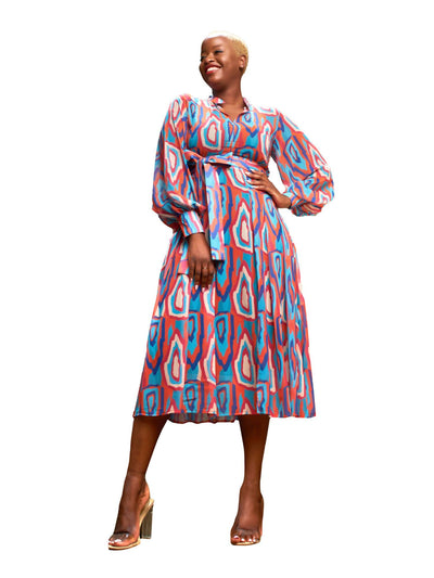 Tuli Zahara Chiffon Midi Dress - Multicoloured Print - Shopzetu