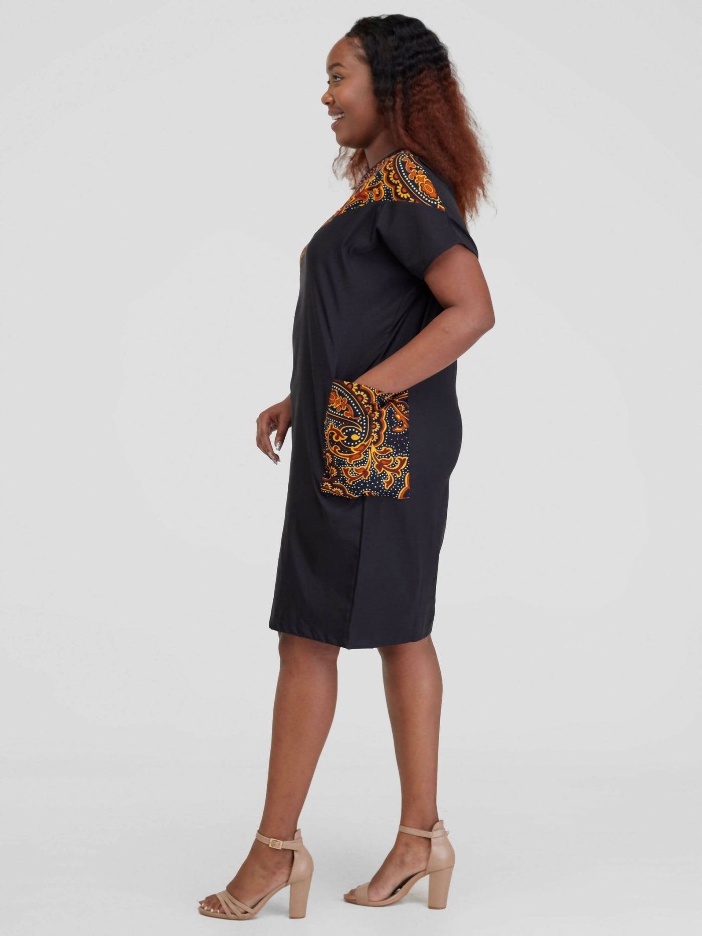 Beqss Zula Dolman Asymmetrical Shift Dress - Black - Shopzetu