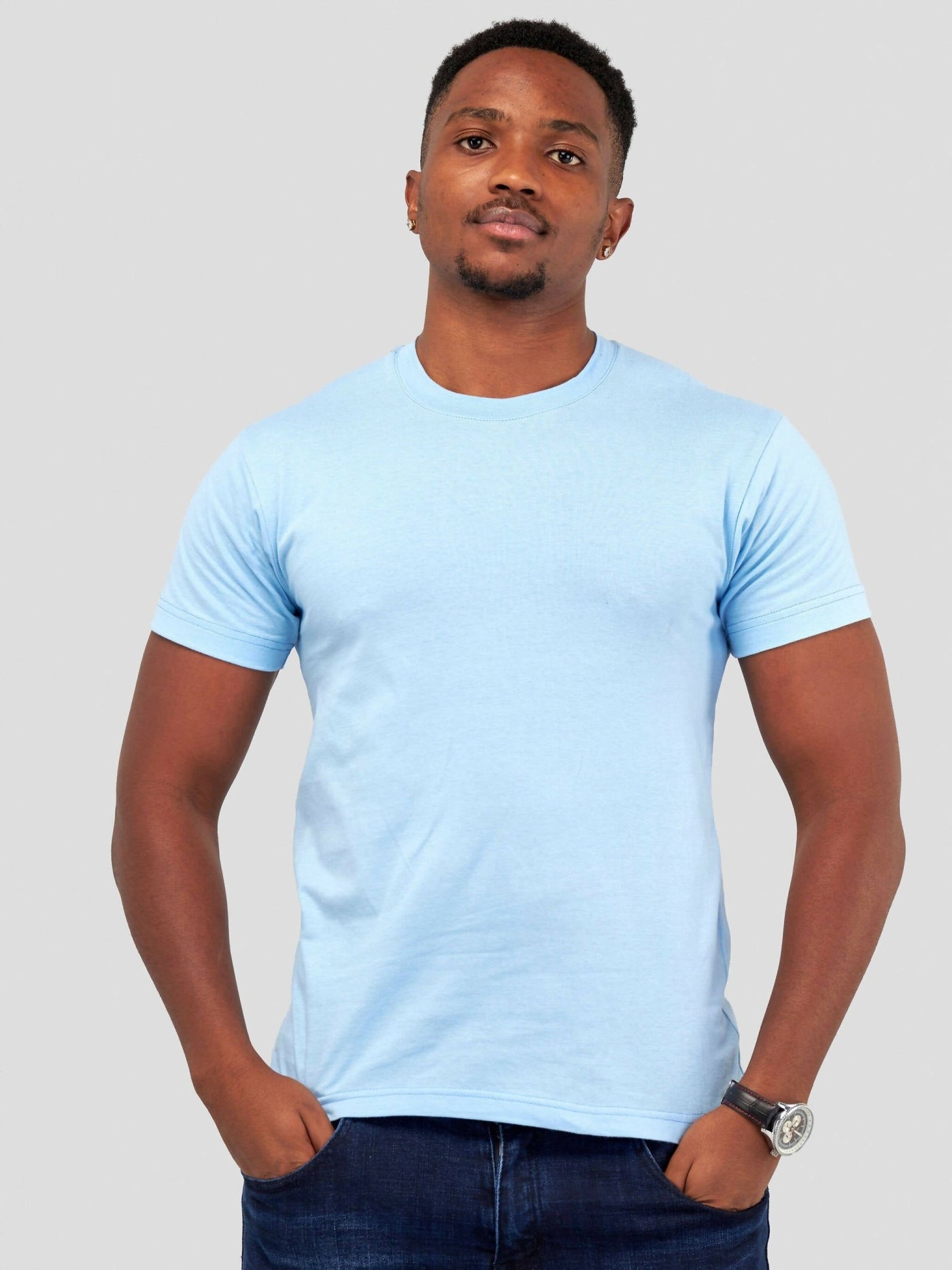 Inken Solid Men's T-shirt- Light Blue - Shopzetu