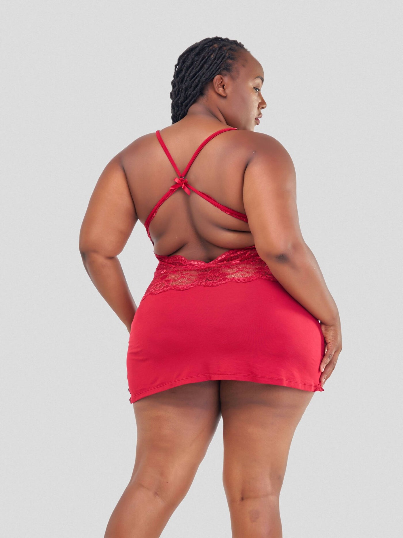 Intimates Kenya Backless Stretchy Modal Nightdress with G String - Red - Shopzetu