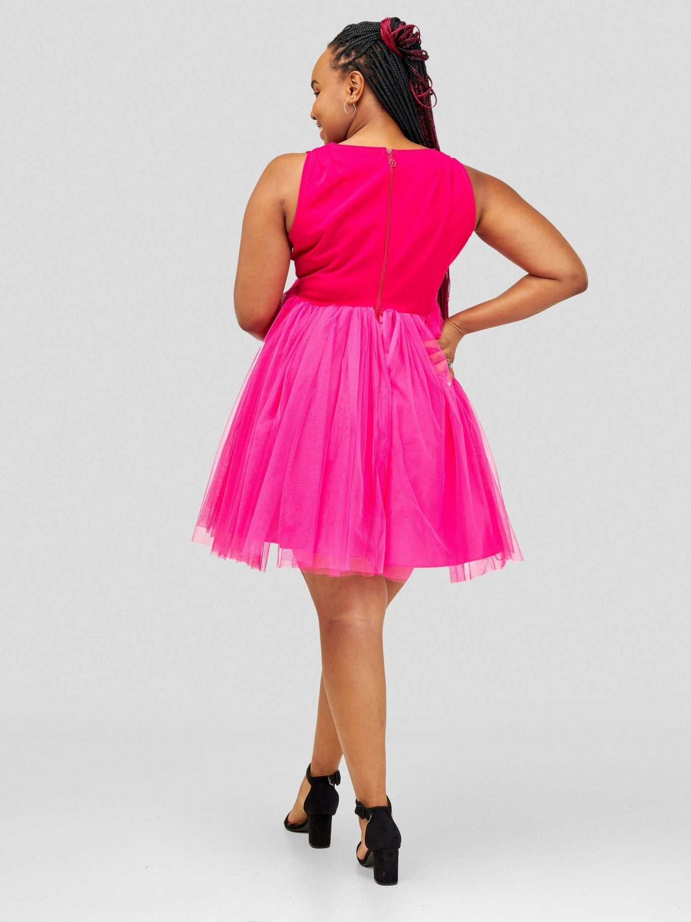 Vintlyne Sunflower Dress - Hot Pink - Shopzetu