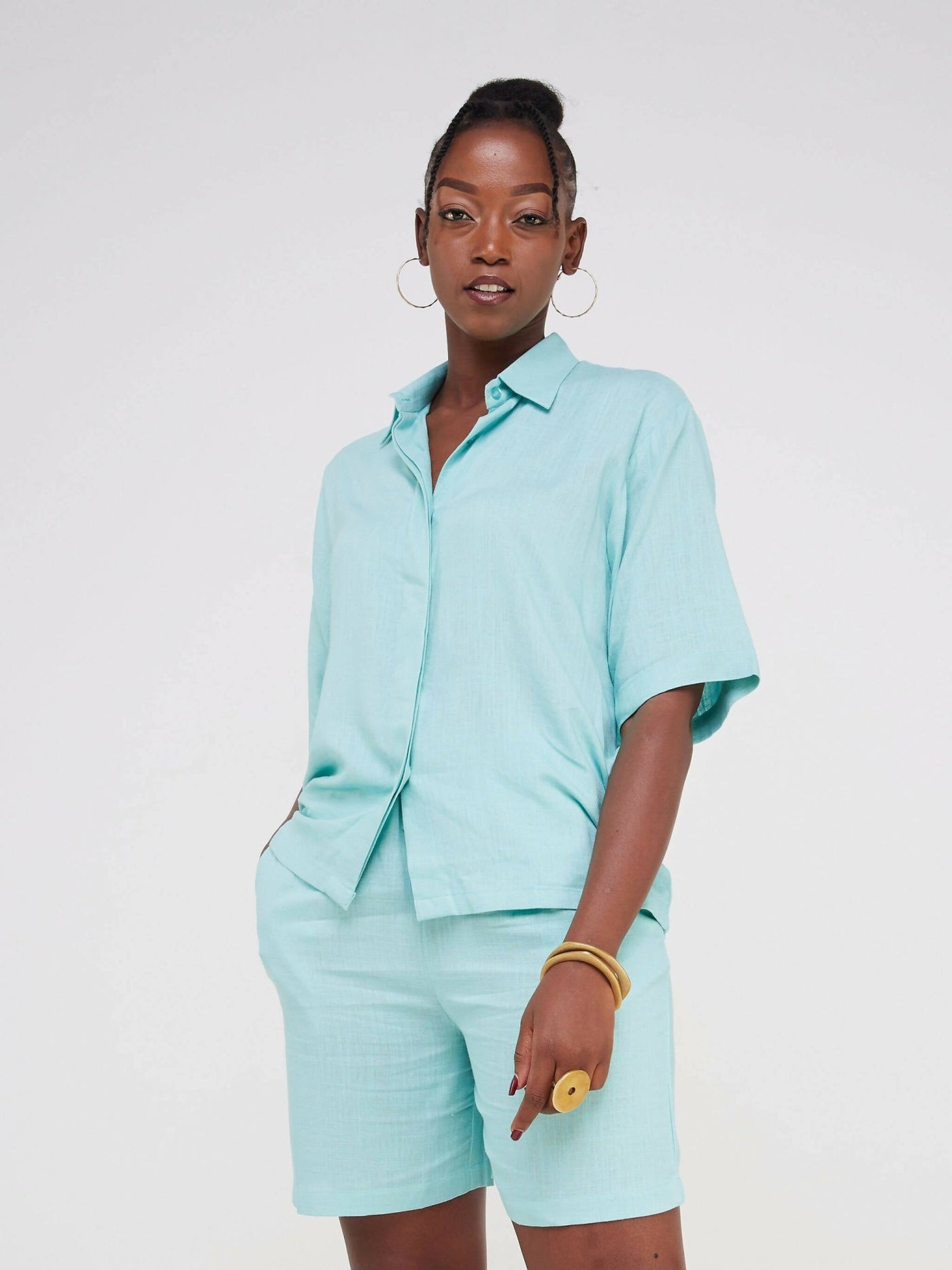 Fauza Design Asili Short and Shirt Sets - Blue - Shopzetu