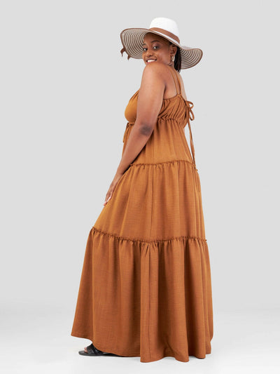 Elsie Glamour Riley Maxi Dress - Brown - Shopzetu