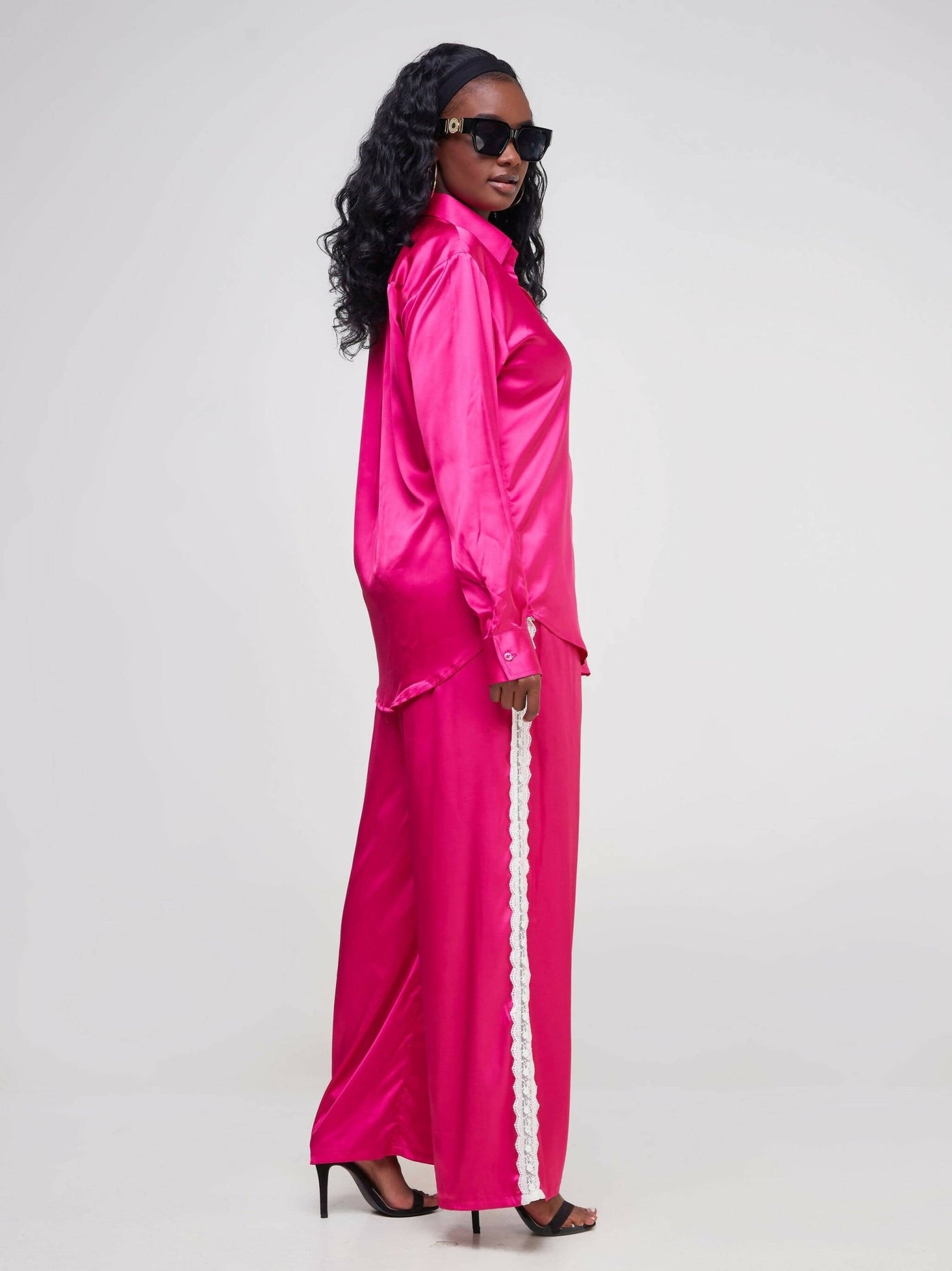 Fauza Design Karembo Silk Pant Sets - Fuschia - Shopzetu
