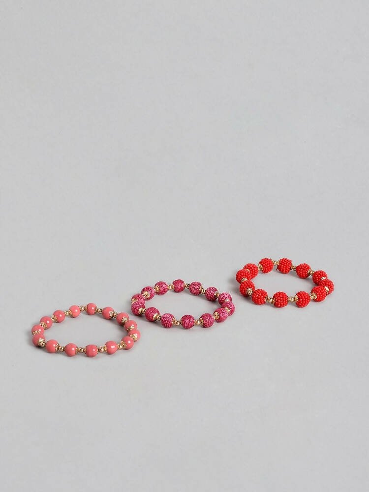 Slaks World Fashion Pink-Rose Beads Bracelet - Red / Pink - Shopzetu