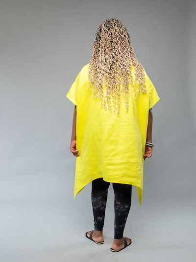 Sally Karago Agbada Linen Top - Yellow - Shopzetu