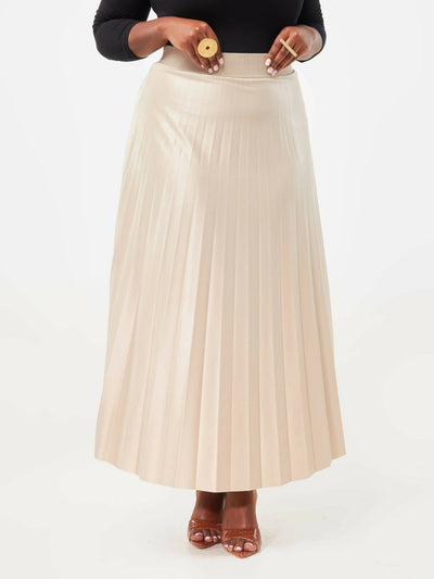 The Fashion Frenzy Pleated Skirt - Cream - Shopzetu