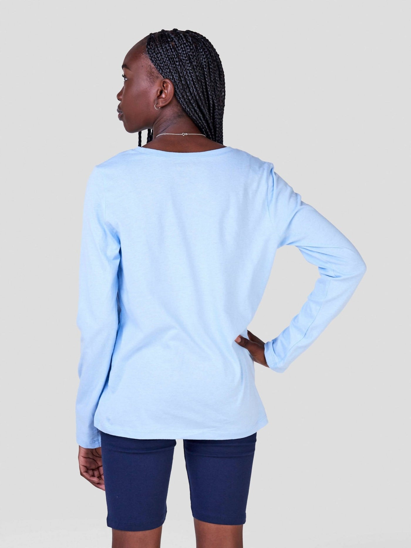 Inken Solid Full Sleeve Unisex T-shirt - Sky Blue - Shopzetu